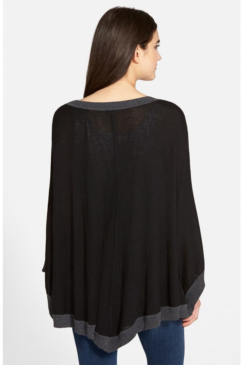 Colorblock Poncho, Alternate, color, BLACK