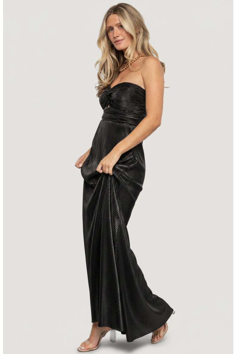 Seraphine Pleated Strapless Gown, Alternate, color, Black