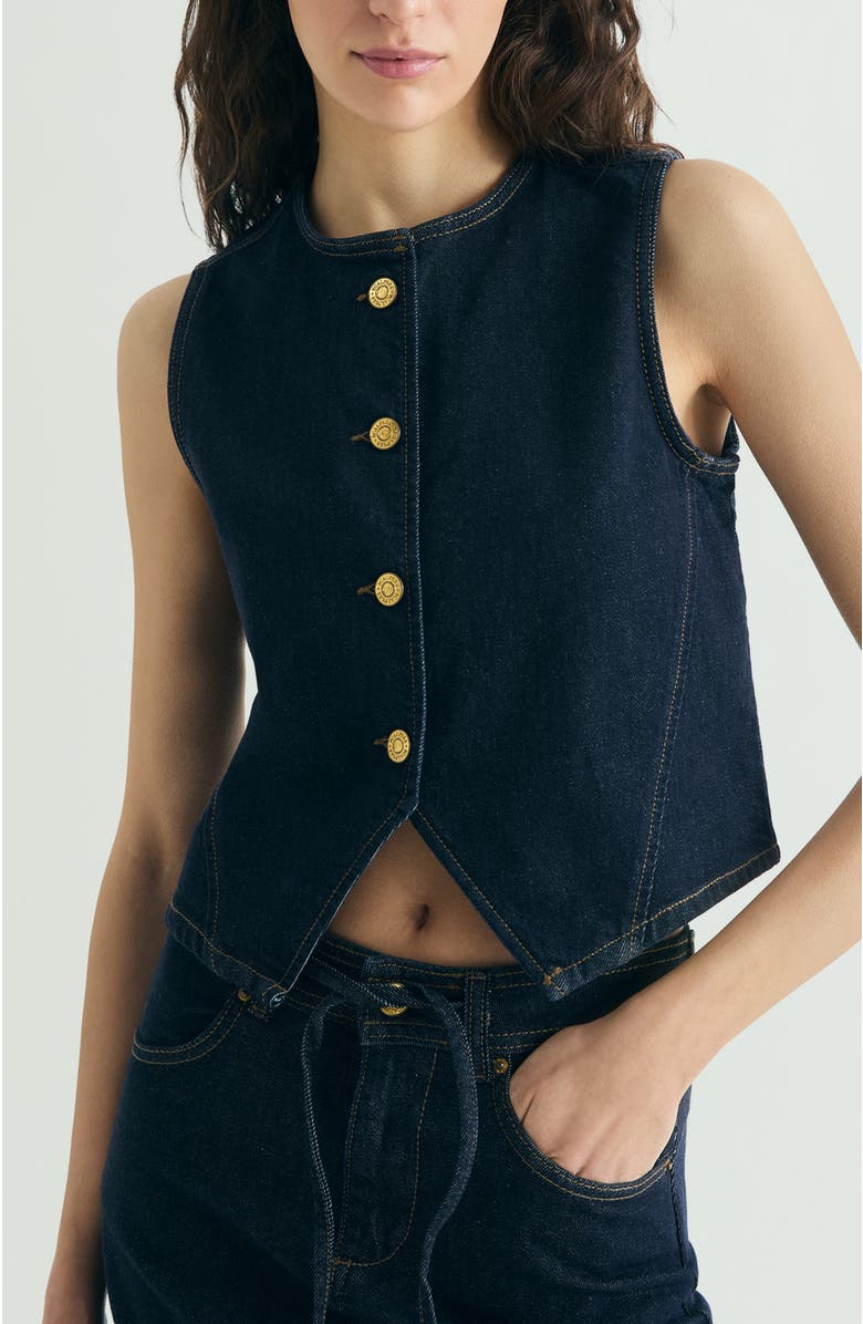 Scalpers Cropped Denim Vest, Main, color, Darkindigo