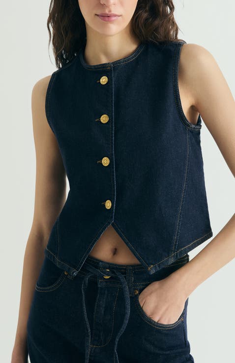 Cropped Denim Vest