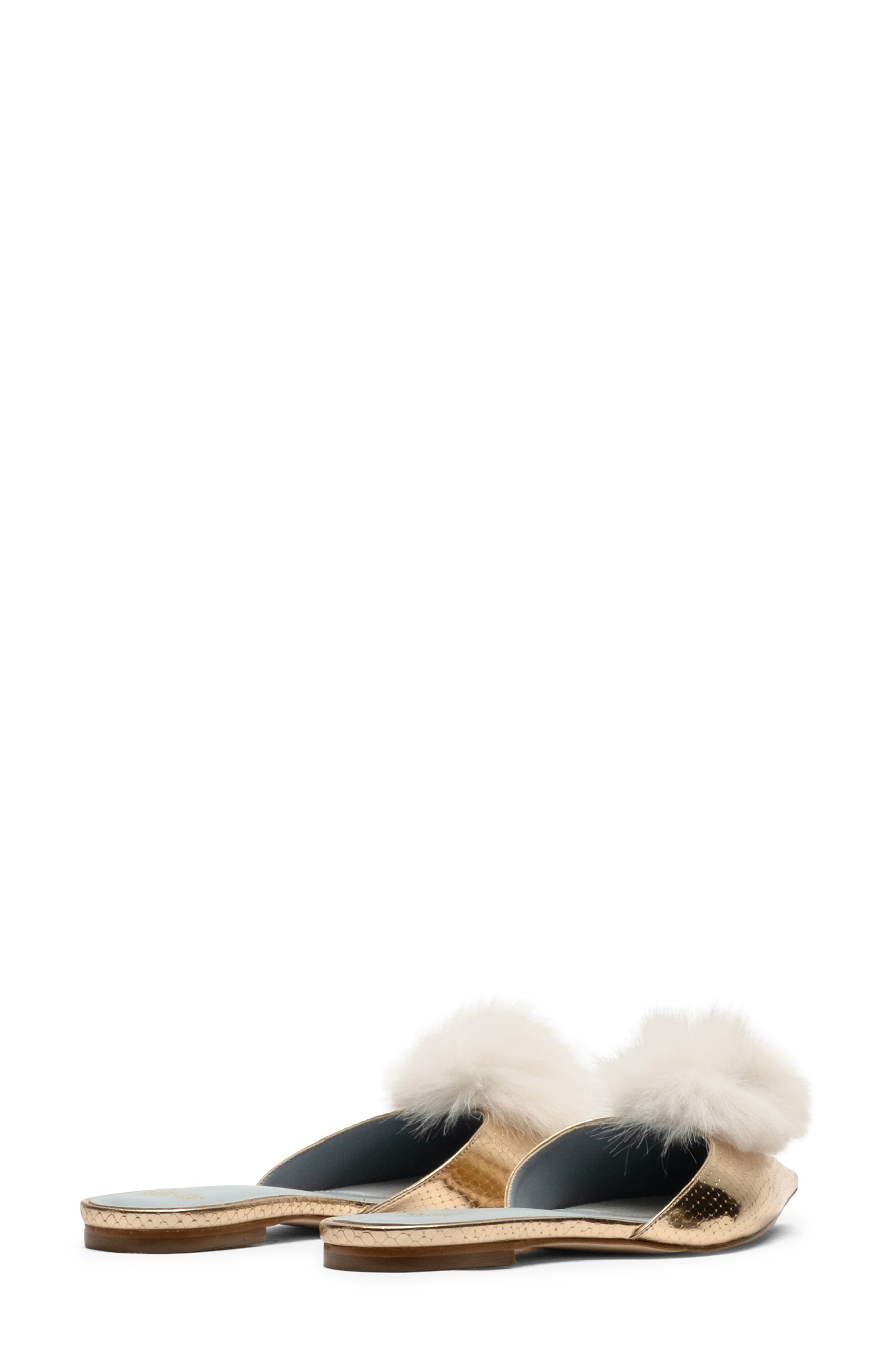 Pauline Pom Pointed Toe Mule, Alternate, color, PLATINO W/ WHITE