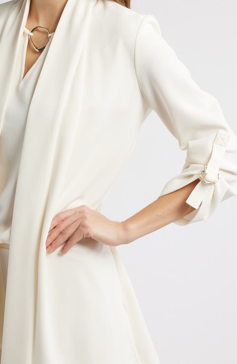 Anne Klein Cool Crepe Open Front Jacket, Alternate, color, White Dove