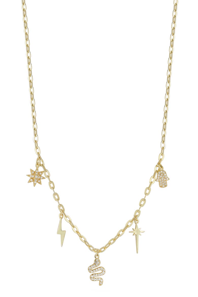 14k Gold Plated Charm Necklace, Main, color, GOLD