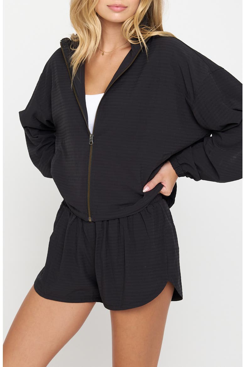Elana Crop Zip Woven Active Jacket, Alternate, color, BLACK