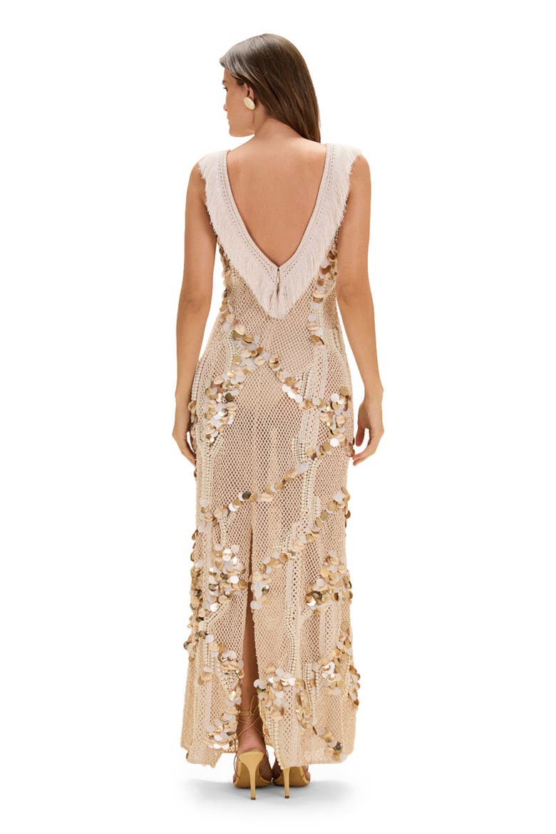 Seashell Embroidery Gown, Alternate, color, OFF WHITE