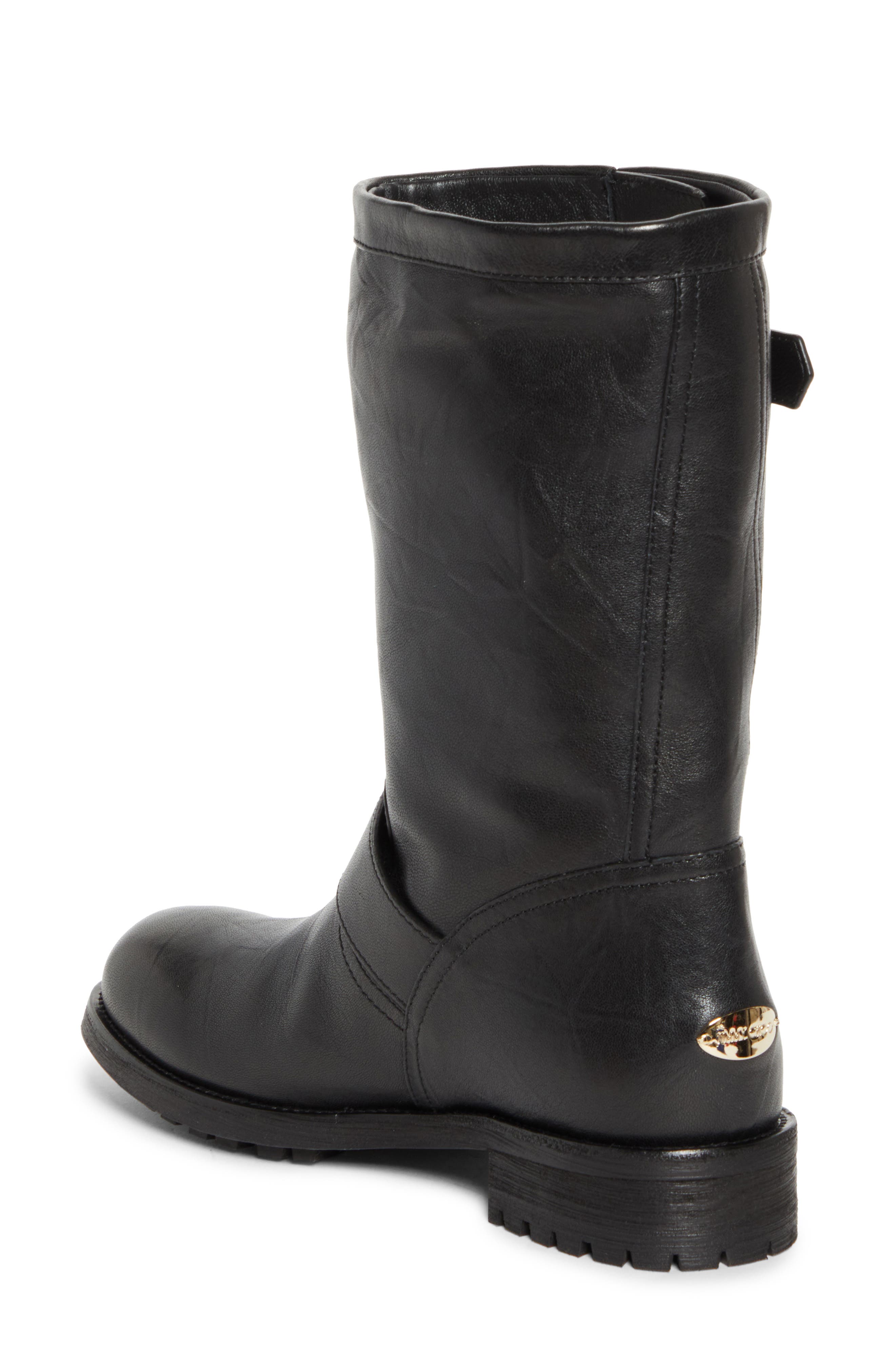 Jimmy Choo Biker Leather Boot, Alternate, color, Black