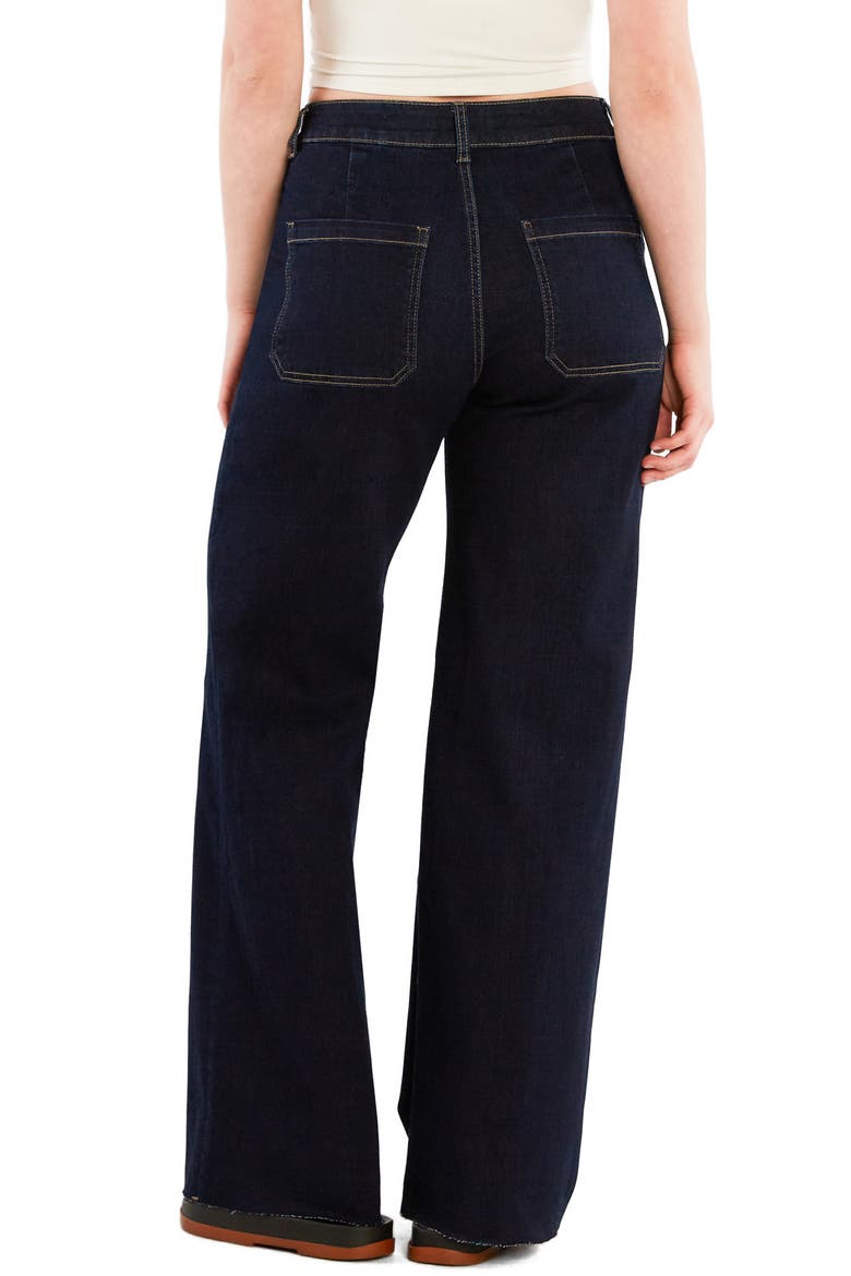 Patch Pocket Raw Hem Wide Leg Jeans, Alternate, color, DARK INDIGO