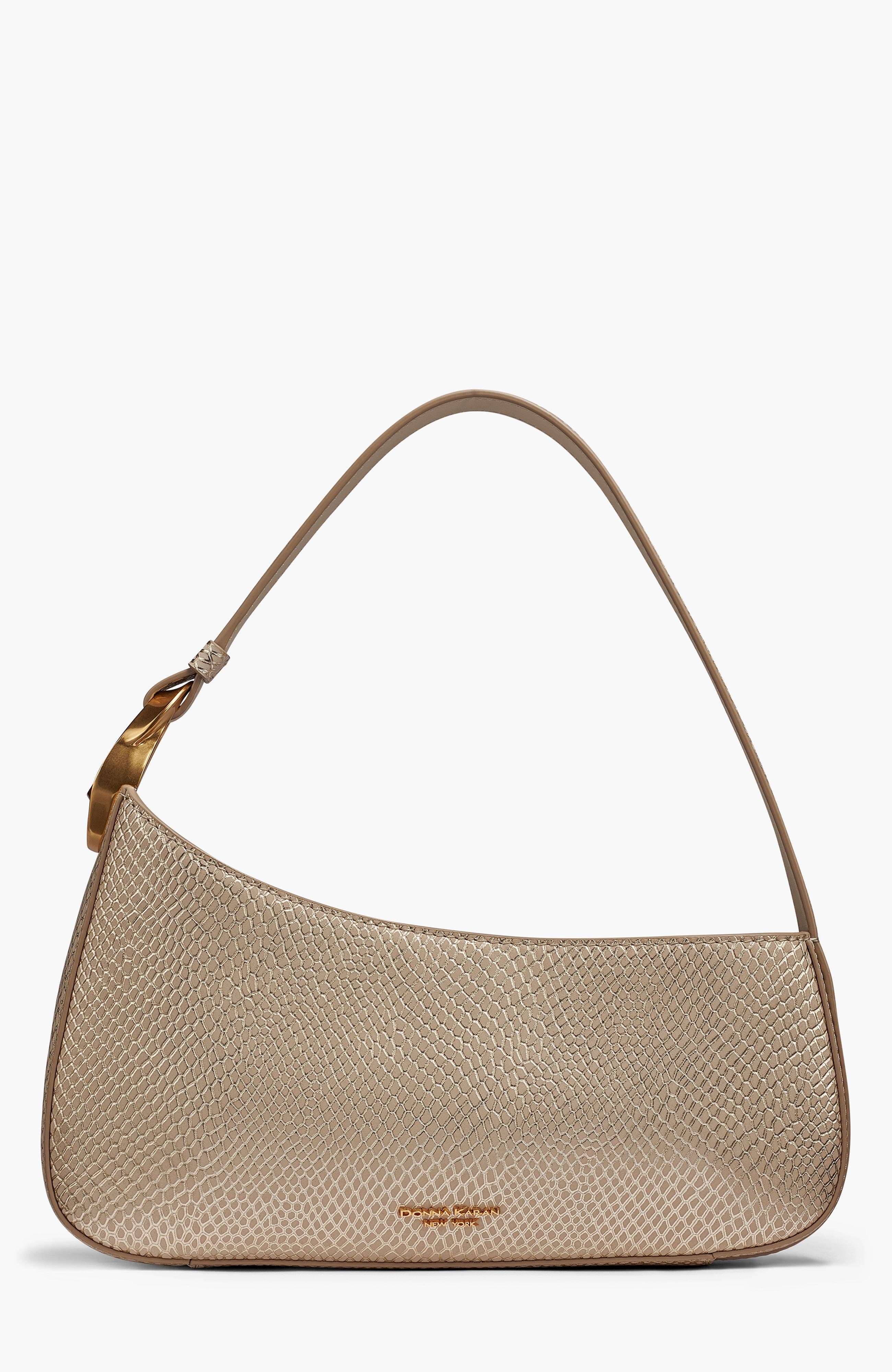 Donna Karan New York Jersey Snake Shoulder, Main, color, Metallic Bone