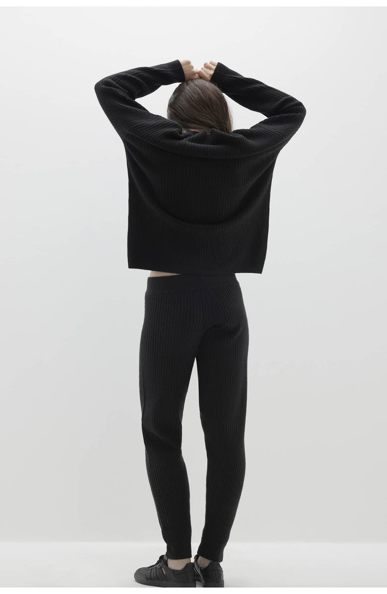 NAKED CASHMERE Heidi Ribbed Jogger Pant, Alternate, color, Black
