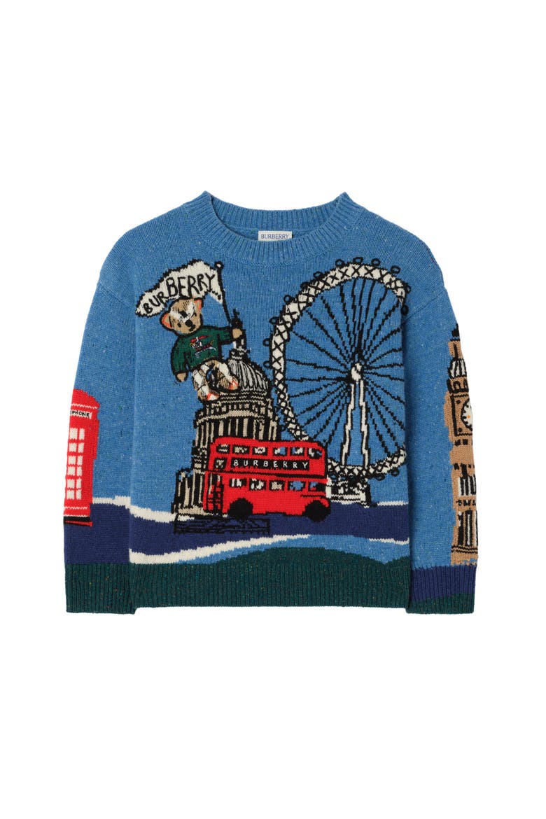 London Bear Wool Blend Sweater, Main, color, Sky blue