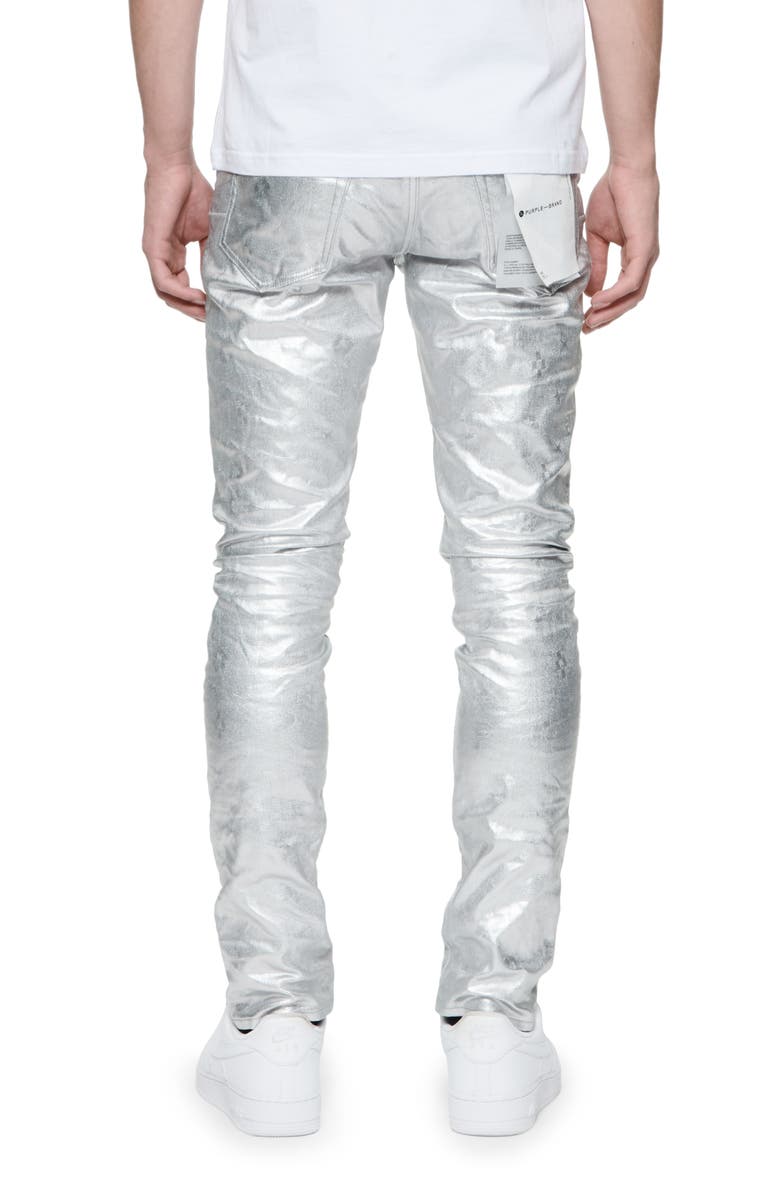 PURPLE BRAND Metallic Monogram Skinny Jeans, Alternate, color, 