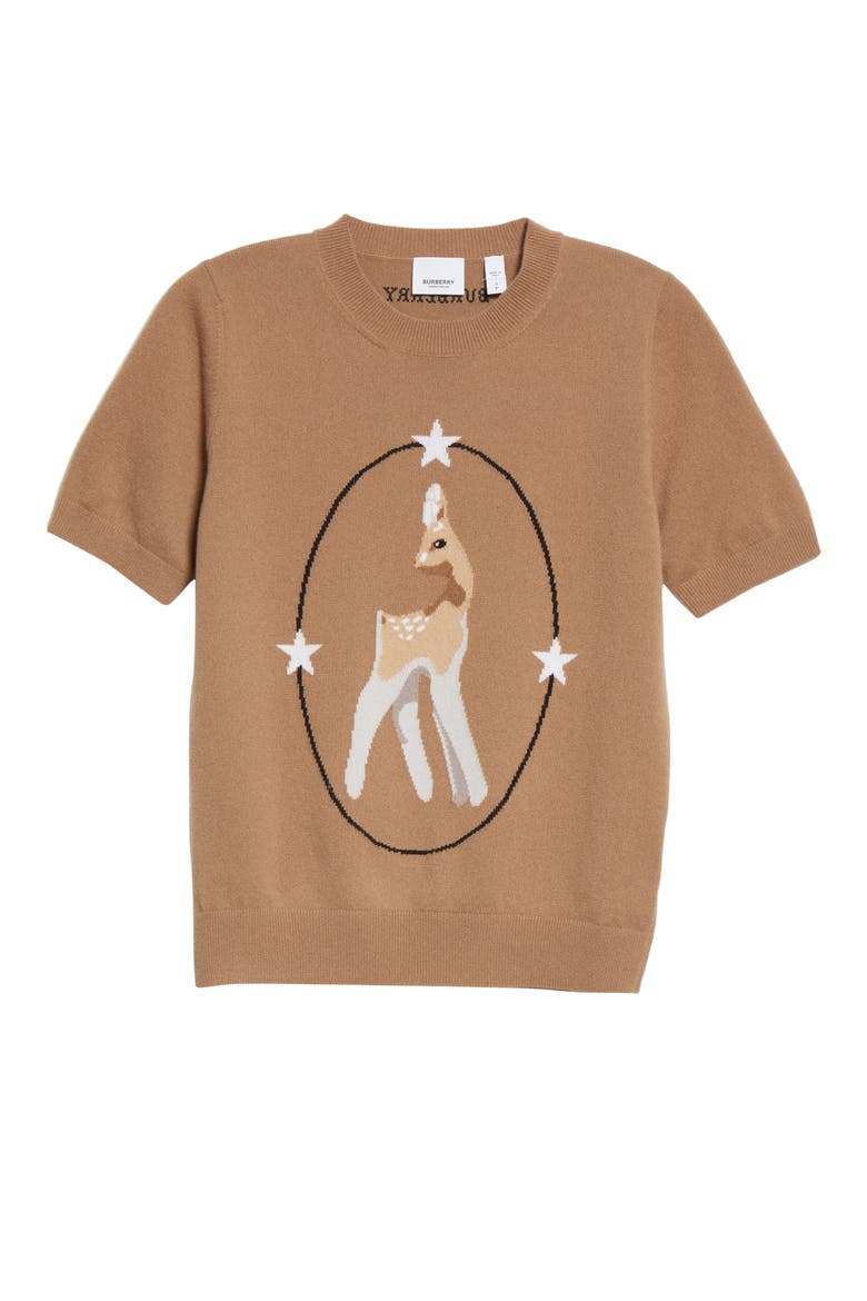 Sari Deer Intarsia Wool & Cashmere Blend Sweater, Main, color, CAMEL