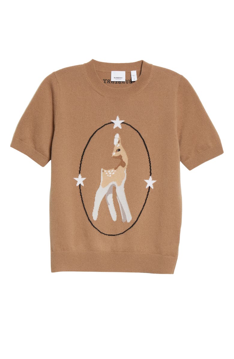 Burberry Sari Deer Intarsia Wool & Cashmere Blend Sweater, Main, color, 