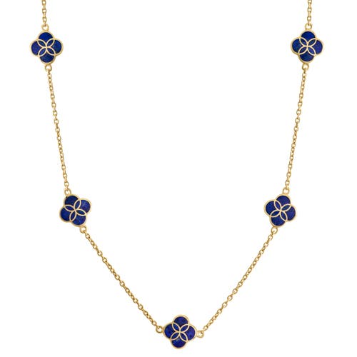 Jan Leslie Sterling With 18k Gold Overlay And Gemstones Five Petal Station Necklace In Gold