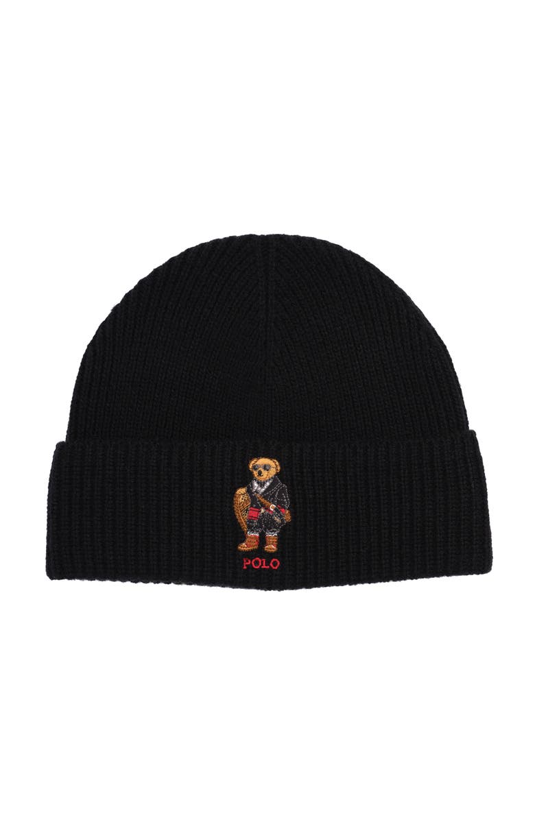 Polo Ralph Lauren Holiday Bear Beanie, Main, color, Black
