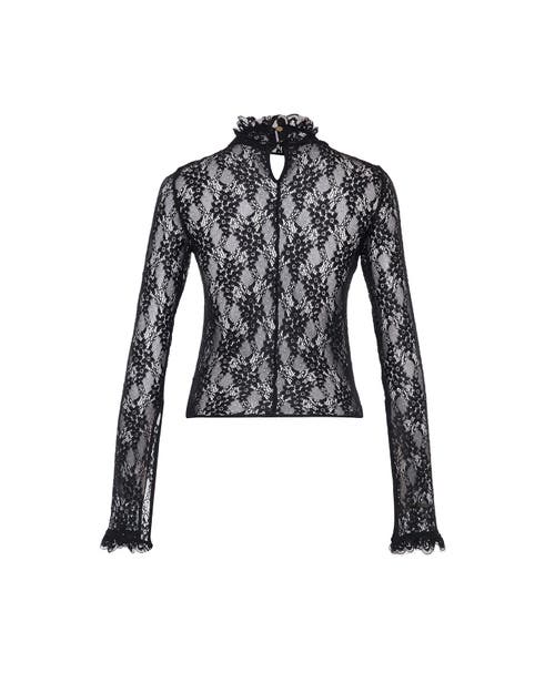 Shop Theo The Label Artemis Lace Mockneck Top In Black