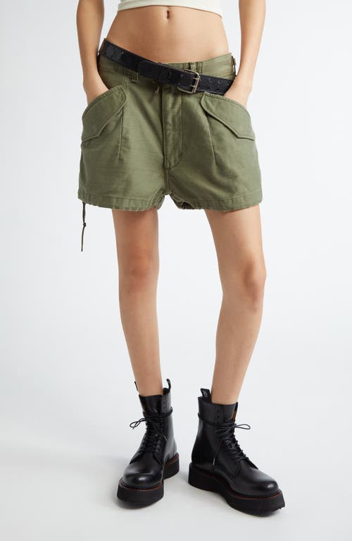 R13 Marianne Cargo Short In Olive Sateen