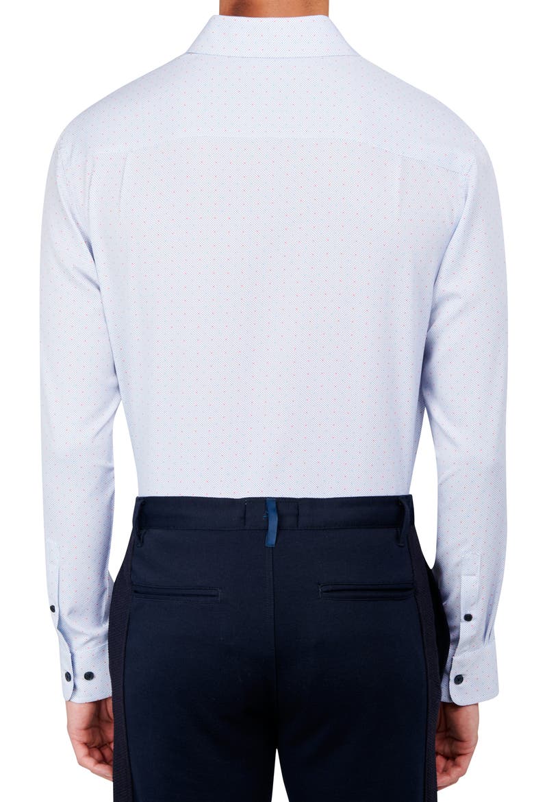 Regular Fit Dot Print Performance Stretch Dress Shirt, Alternate, color, WHITE