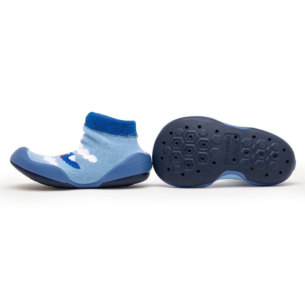 Komuello Toddler Boy Sock Shoes - Aeroplanes, Alternate, color, Blue