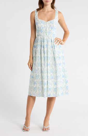 Lush Floral Corset Fit & Flare Midi Dress