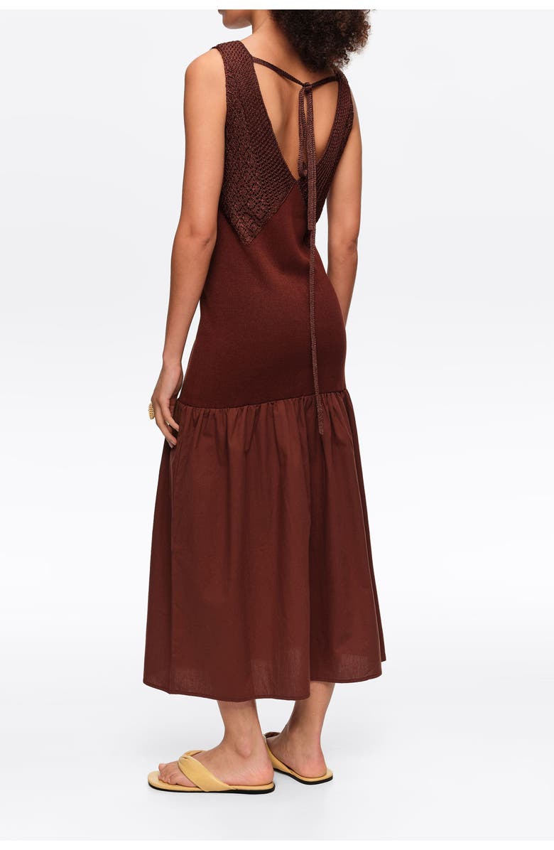 Bimba y Lola Two-Material A-Line Knit Dress, Alternate, color, Brown