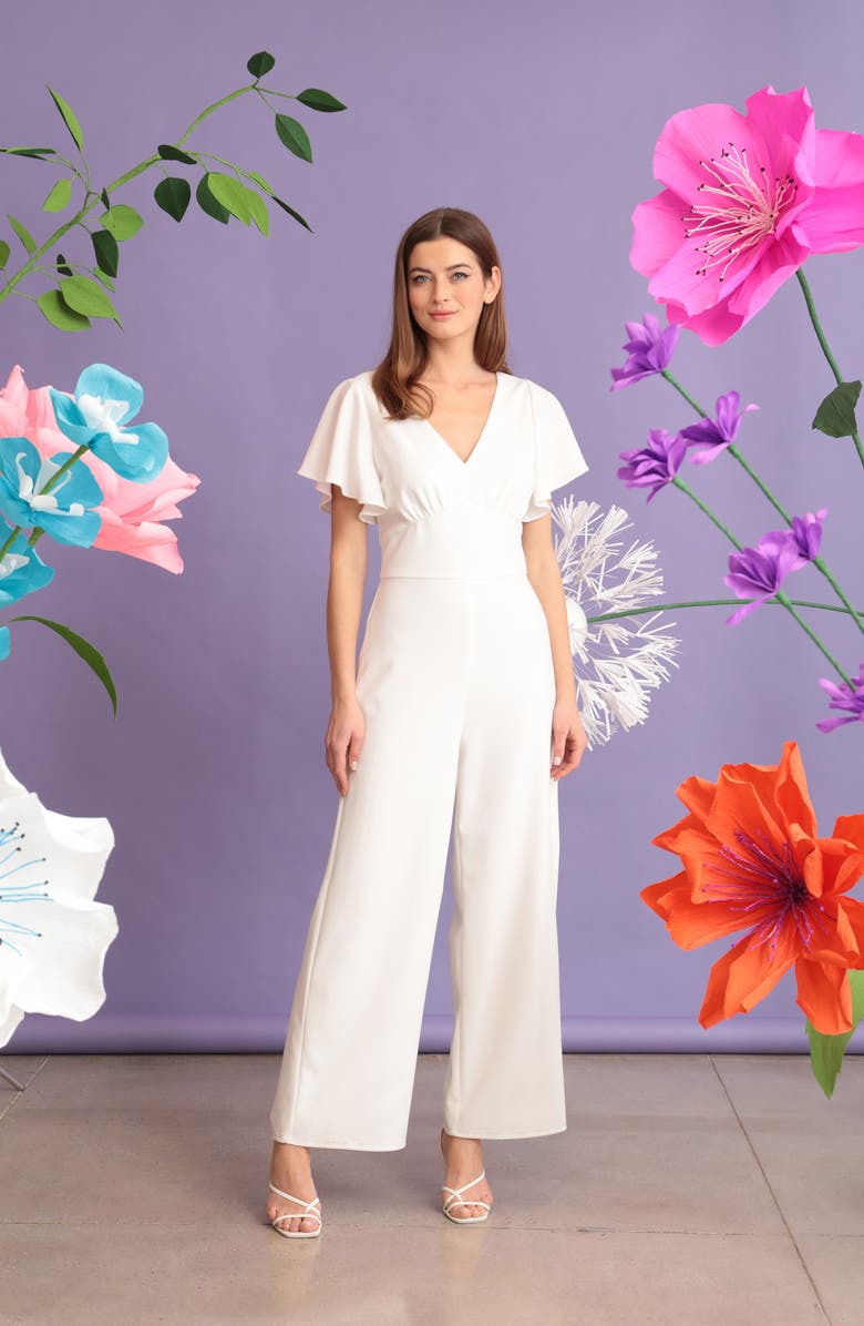 Maggy London Flutter Sleeve Wide Leg Jumpsuit, Alternate, color,