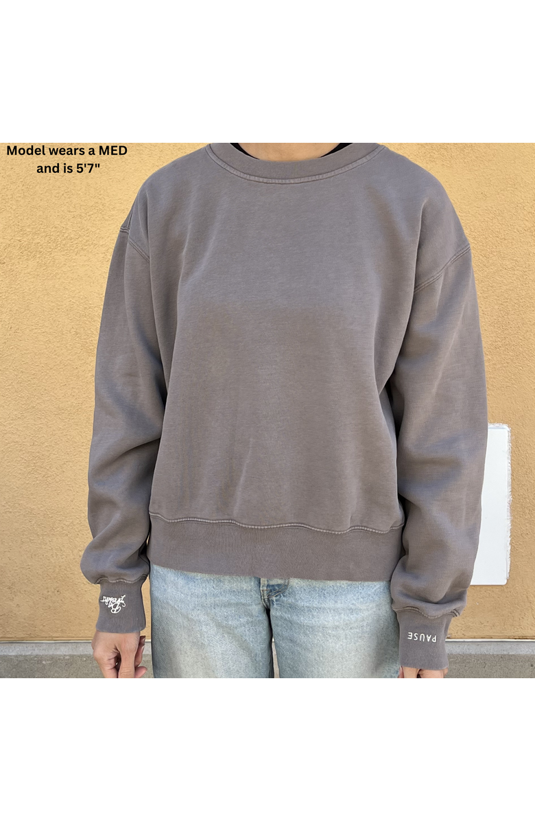Conscious Ink Pause Be Present Manifest Sweatshirt + Ink, Alternate, color, Faded Grey