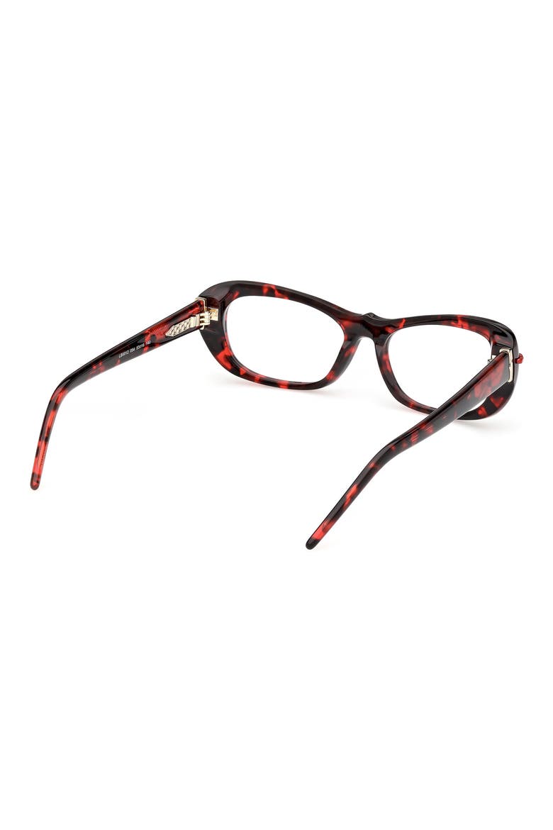 53mm Geometric Optical Glasses, Alternate, color, RED HAVANA