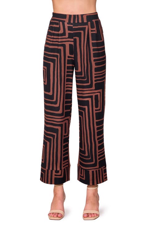 Techno Print Wide Leg Pants