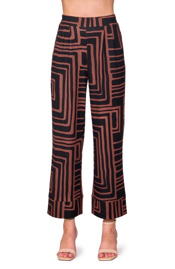 Melloday Techno Print Wide Leg Pants In Brown