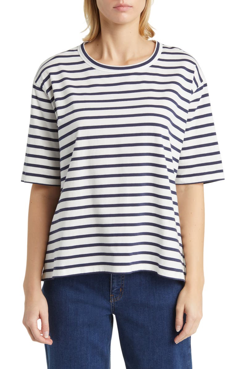 Masai Copenhagen Doreann Stripe T-Shirt, Main, color, Maritime Blue