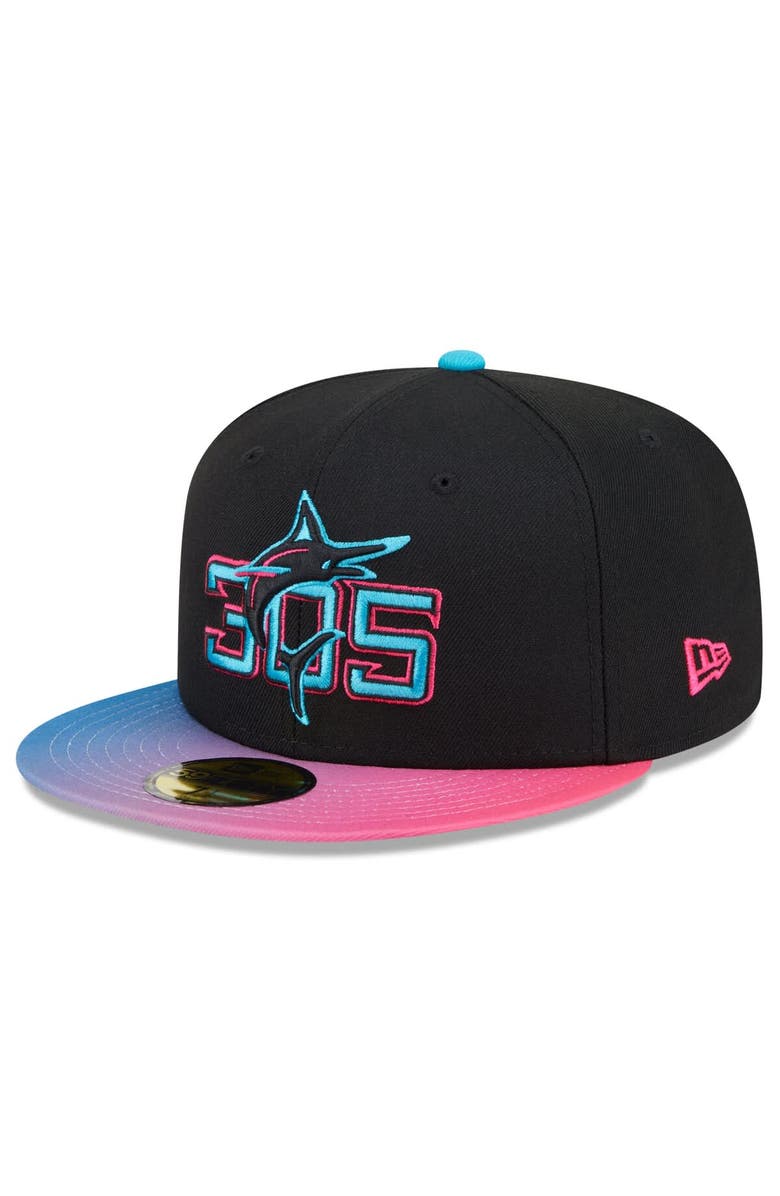 New Era Men's New Era Black/Pink Miami Marlins 2025 City Connect 59FIFTY Fitted Hat, Main, color, Black