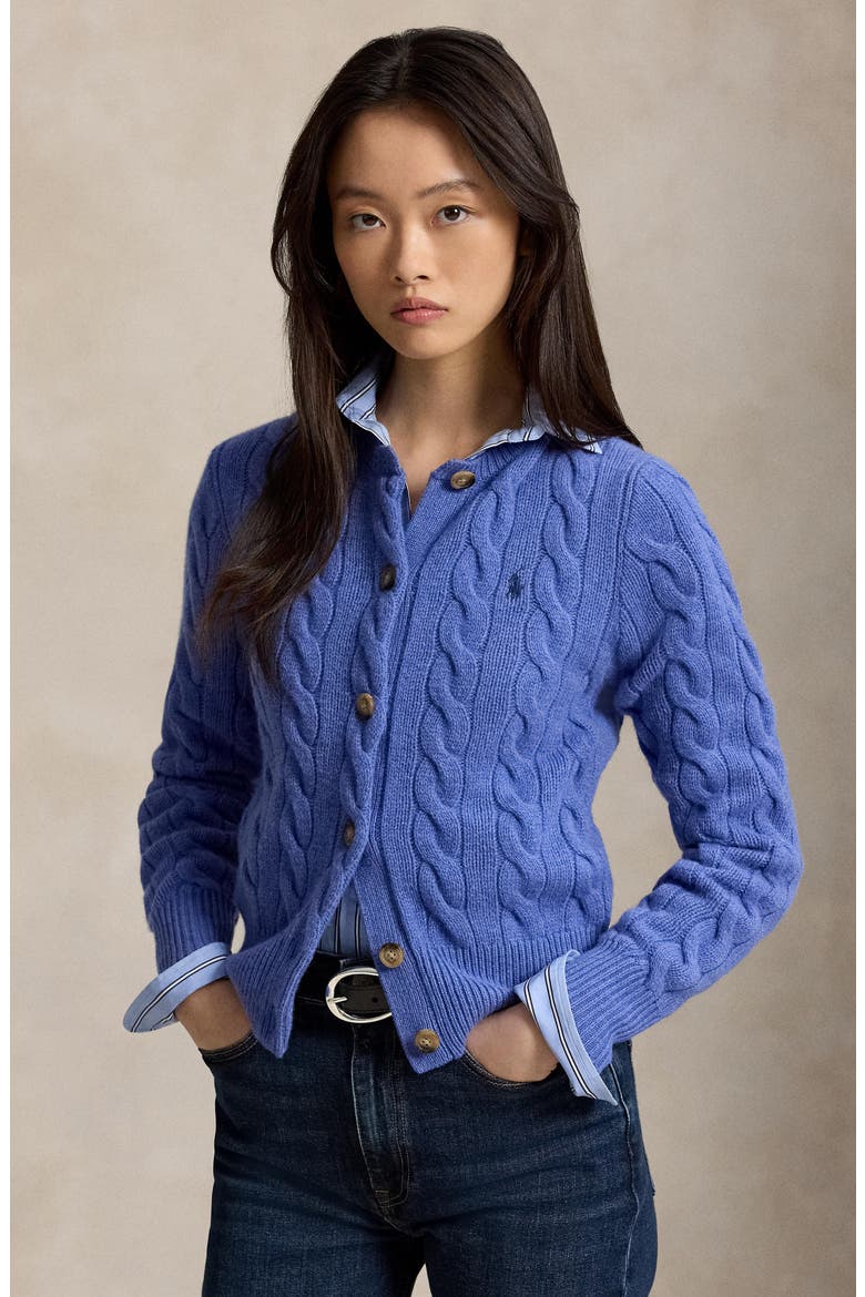 Wool & Cashmere Cardigan, Alternate, color, BLUE