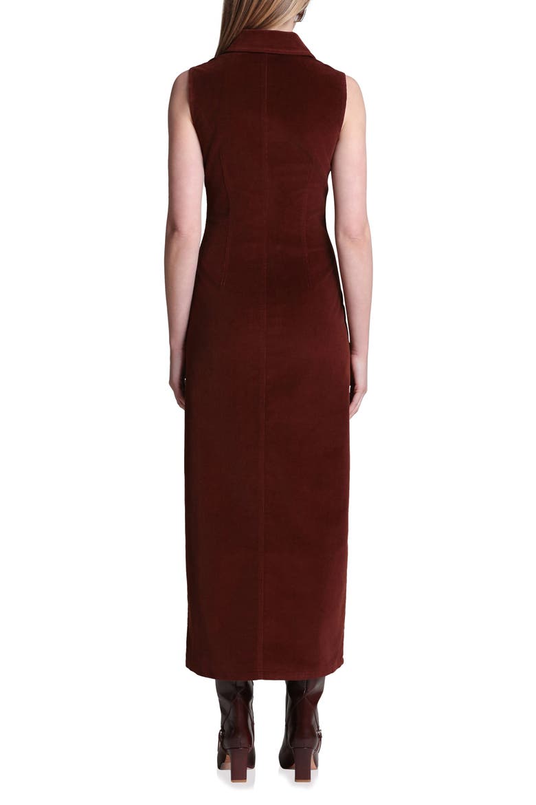 Sleeveless Stretch Corduroy Dress, Alternate, color, COGNAC