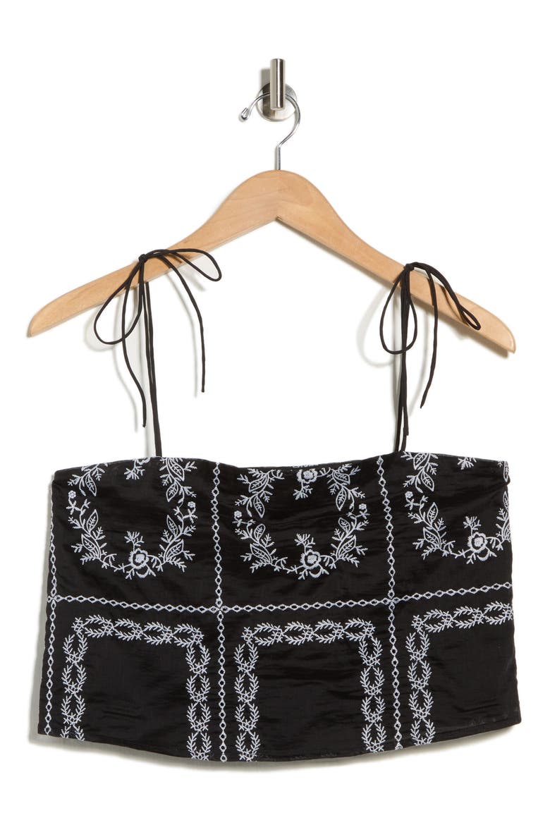 Embroidered Tank Top, Alternate, color, BLACK/ WHITE