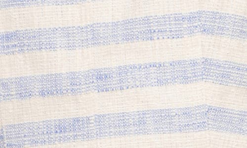 Avec Les Filles Stripe Peplum Cotton Blend Top In Blue Cream