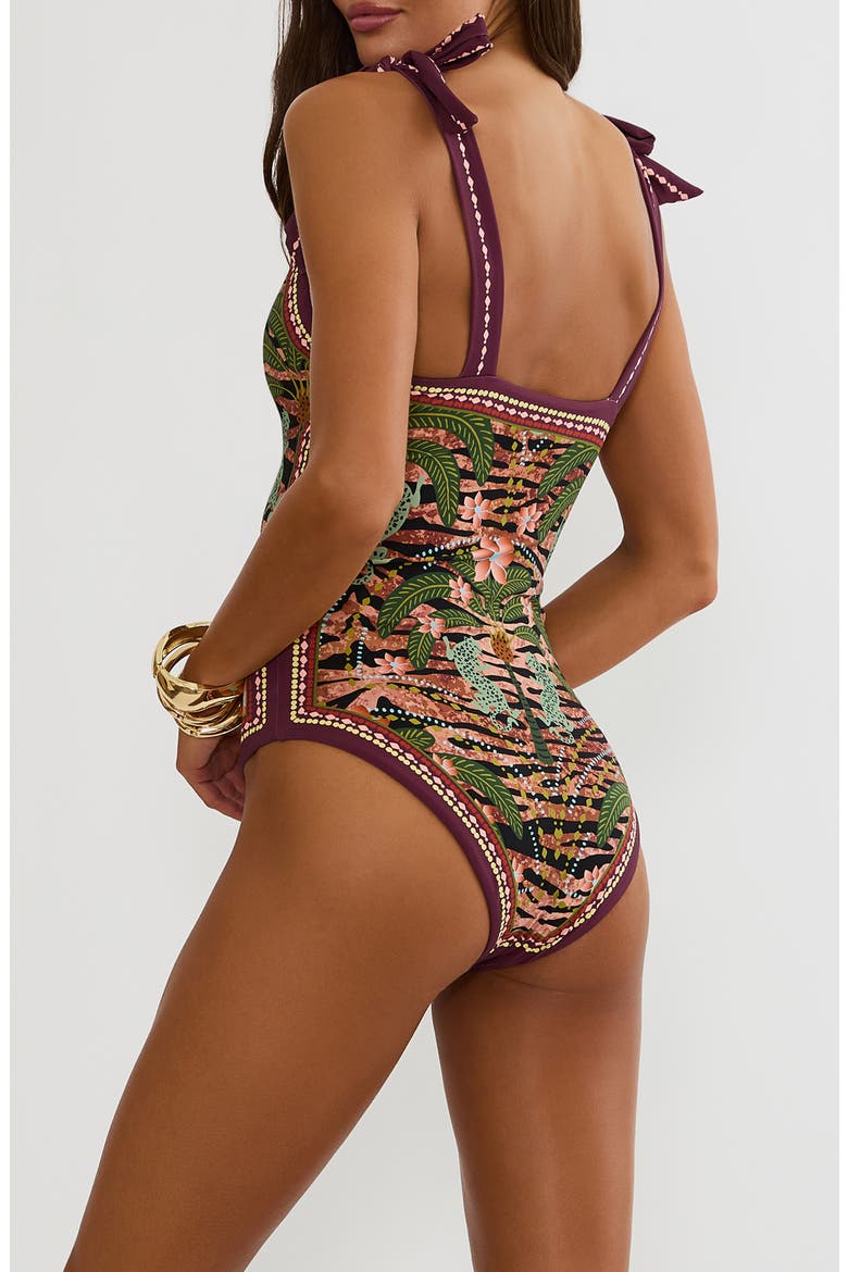 Akira Floral One-Piece Swimsuit, Alternate, color, DEEP JUNGLE