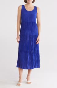 Eileen Fisher Sleeveless Tiered Silk Maxi Dress