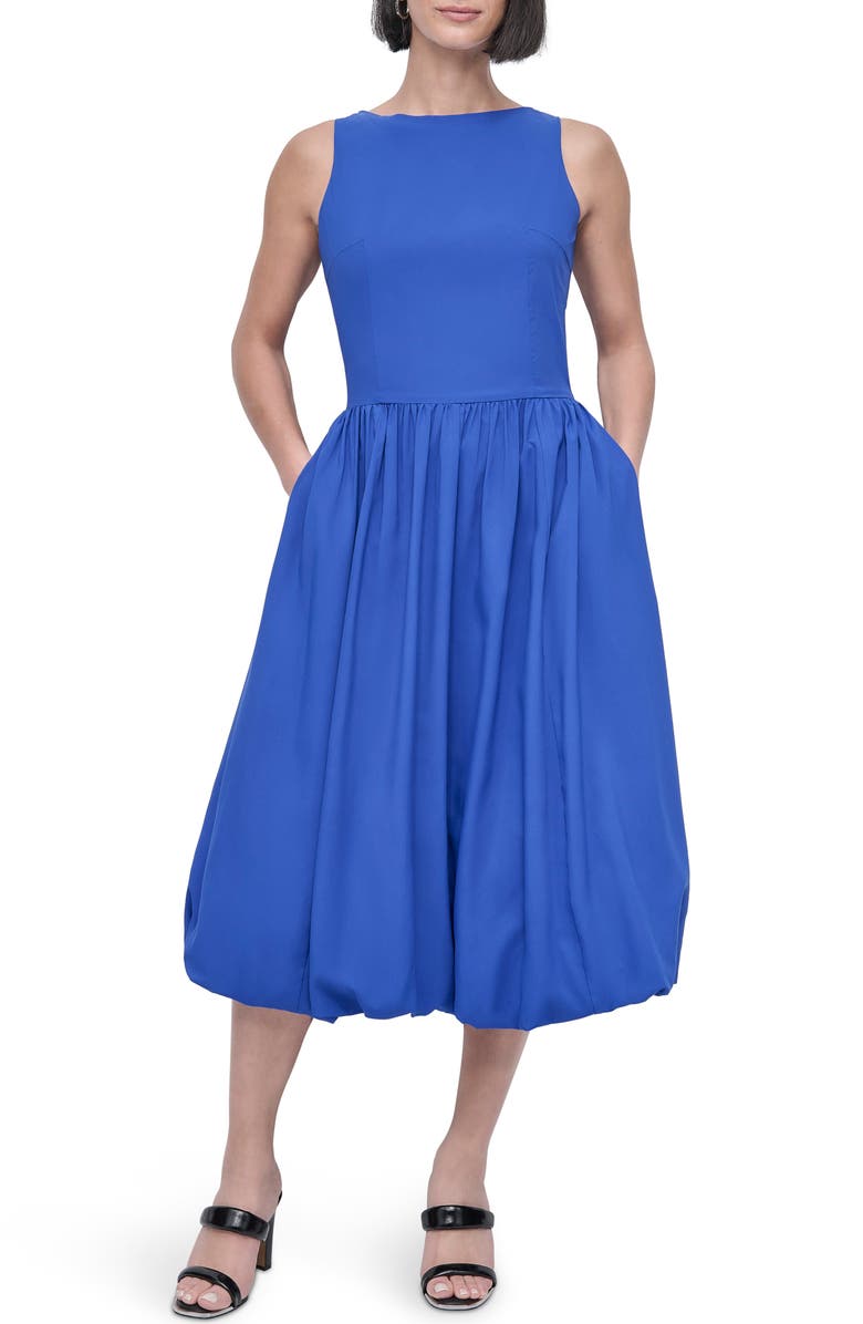 DKNY Drop Waist Bubble Hem Midi Dress, Main, color,