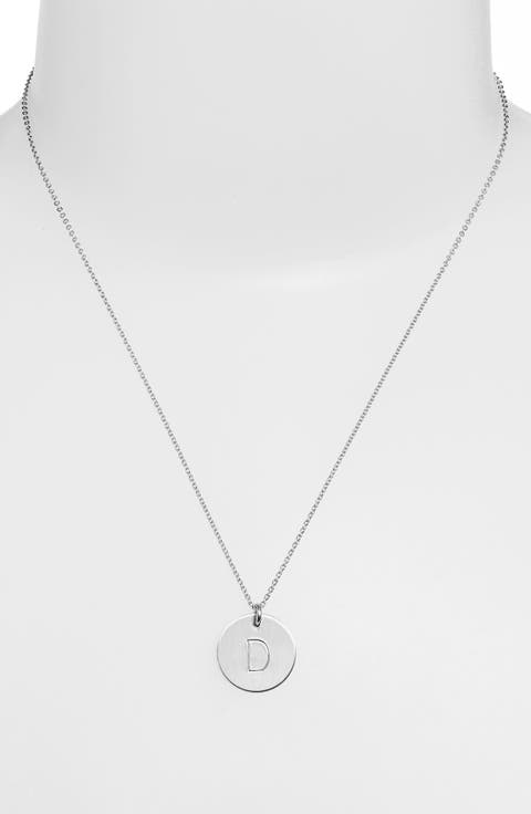 Sterling Silver Initial Disc Necklace