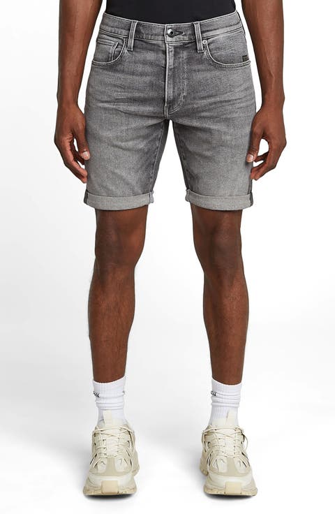 3301 Slim Denim Shorts (Sun Faded Gunmetal)