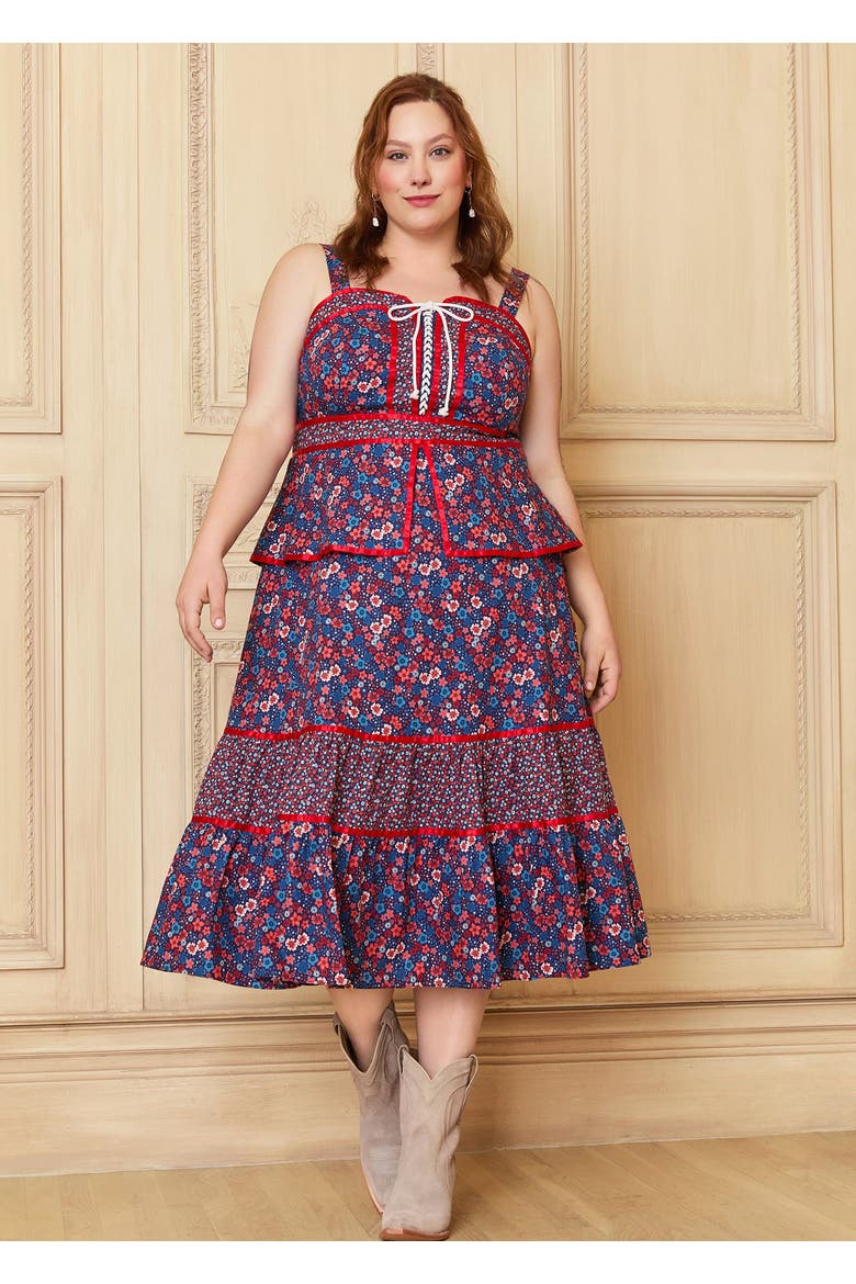 Grace Vintage Inspired Peplum Midi Dress, ModCloth x Gunne Sax, Alternate, color, Circe's Crown