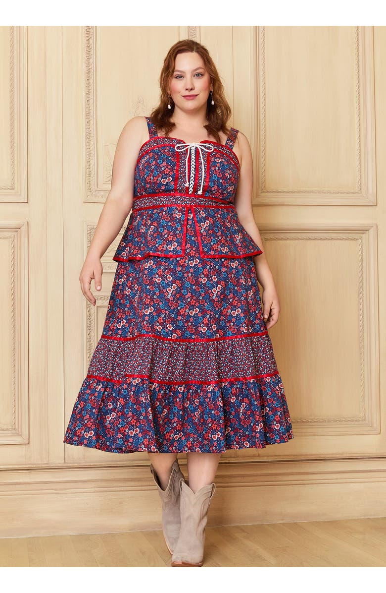 ModCloth Grace Vintage Inspired Peplum Midi Dress, ModCloth x Gunne Sax, Alternate, color, Circe's Crown