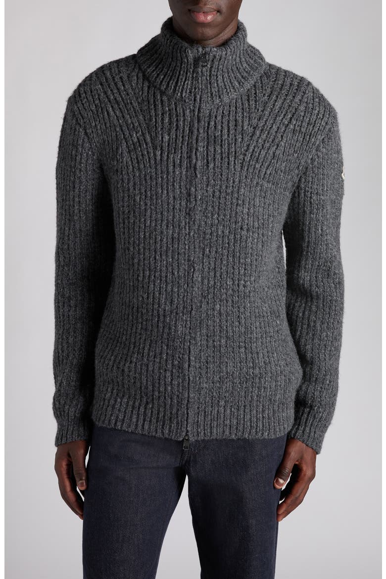Alpaca Blend Full Zip Cardigan, Main, color, DARK GRAY MELANGE