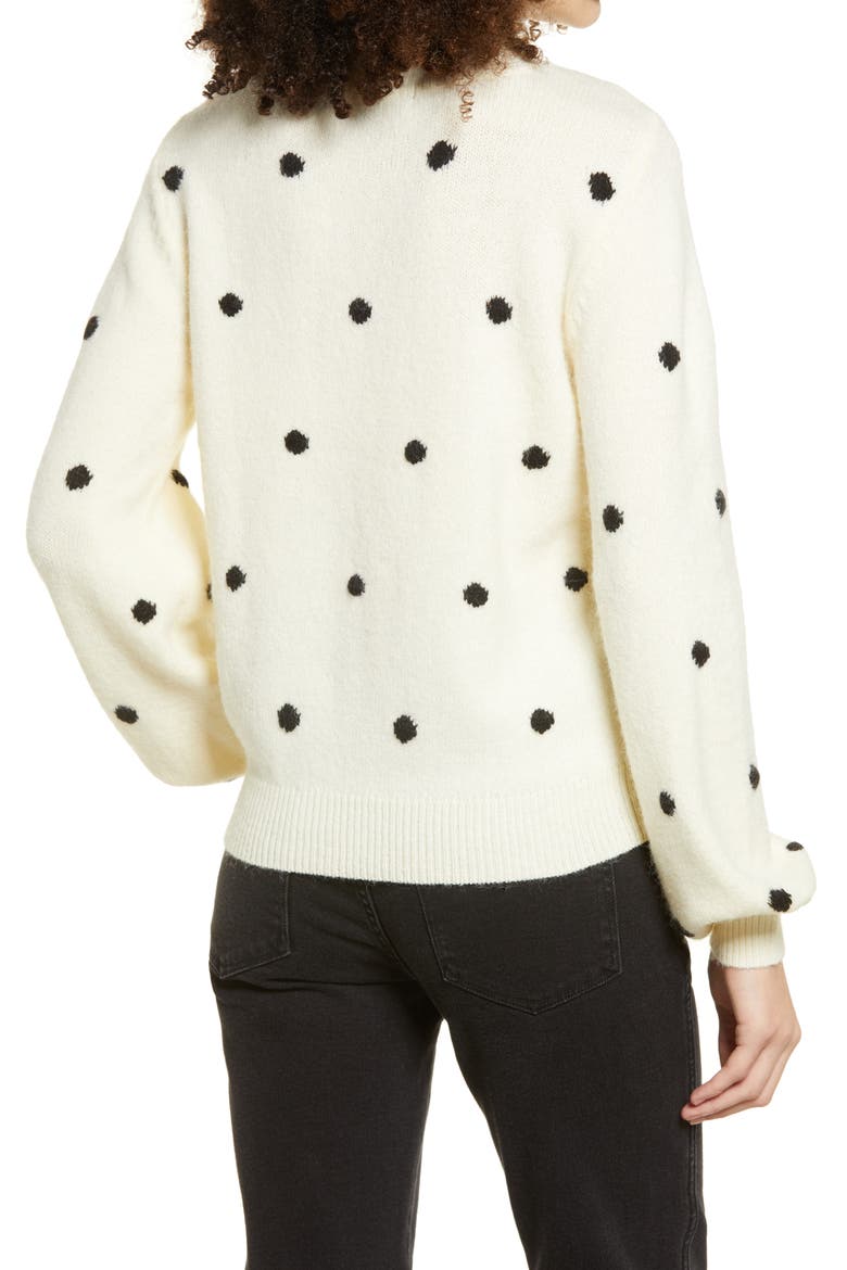 Polka Dot Sweater, Alternate, color, BIRCH W/ BLACK DOT