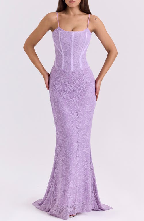 Shop House Of Cb Antonina Mermaid Gown In Sheer Lilac