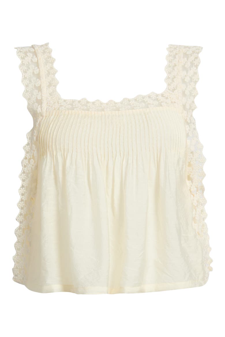 Easten Pintuck Lace Tank, Alternate, color, CREAM