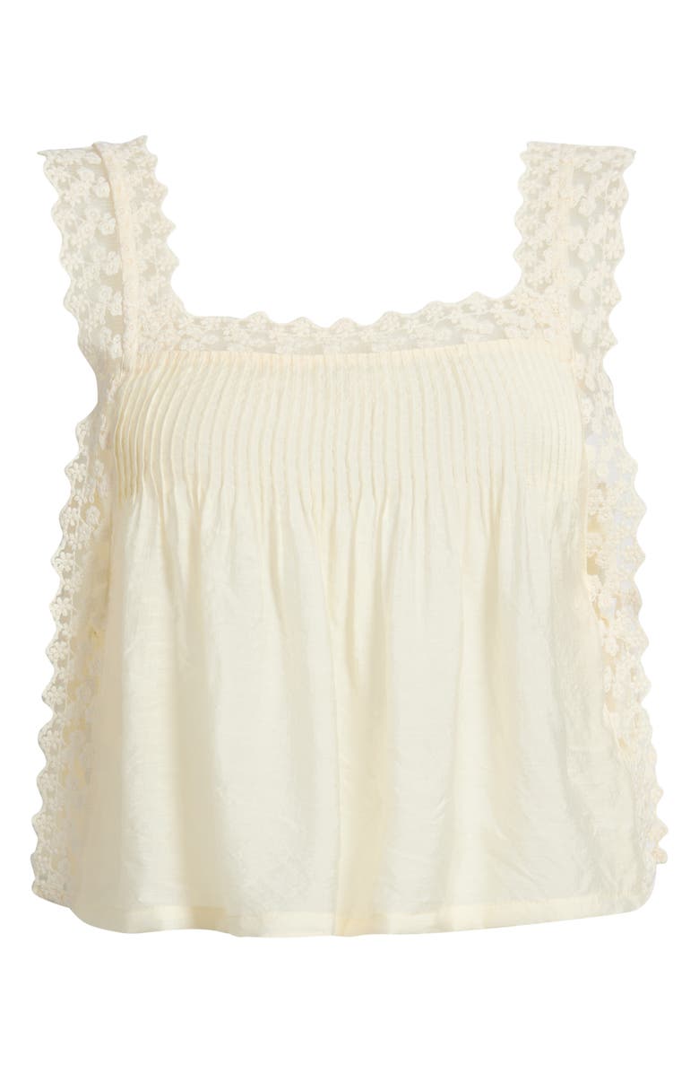 Steve Madden Easten Pintuck Lace Tank, Main, color, Cream