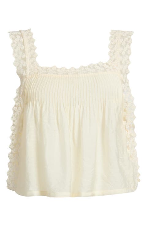 Easten Pintuck Lace Tank