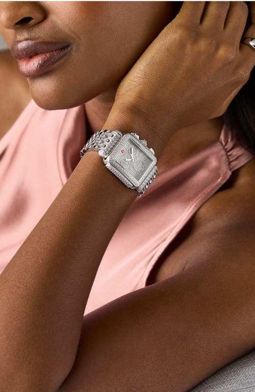 Michele Deco Jubilee Limited Edition Diamond Pavé Chronograph Bracelet Watch, 33mm X 35mm In Silver